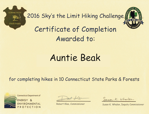 Hiking Challenge Certificate of Completion